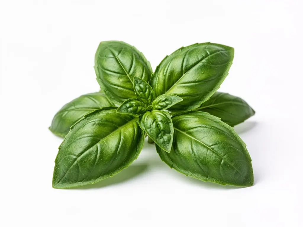 poignée de feuille de basilic