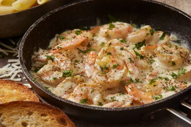 Crevettes crémeuses à l’ail au parmesan