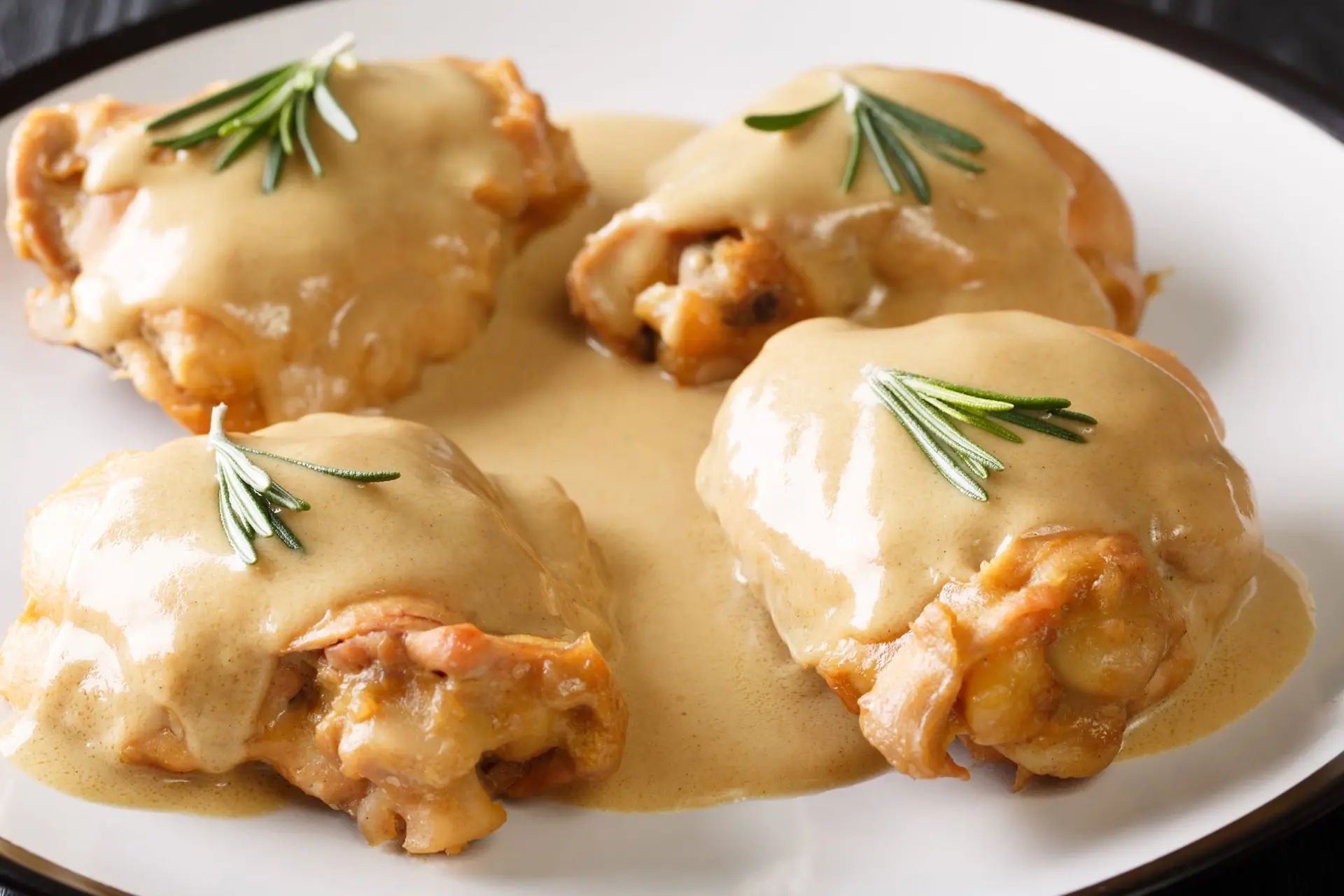 Cuisses de poulet sauce épicée à la moutarde