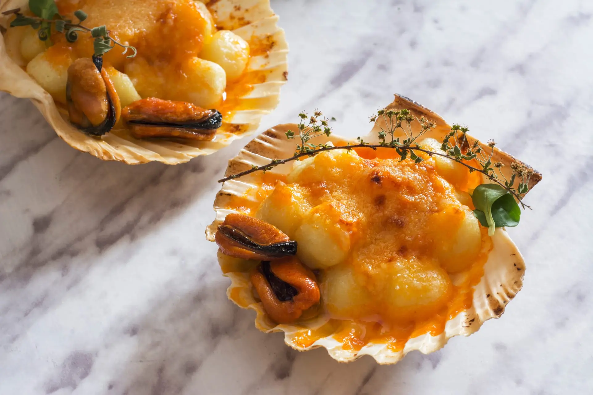 Gnocchis aux moules, tomate et crème