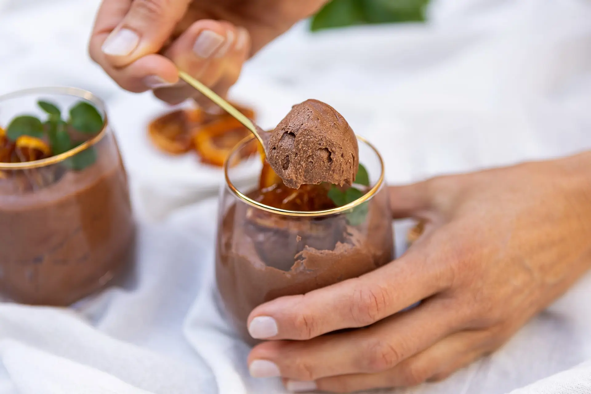 Mousse au chocolat aux oranges caramélisées