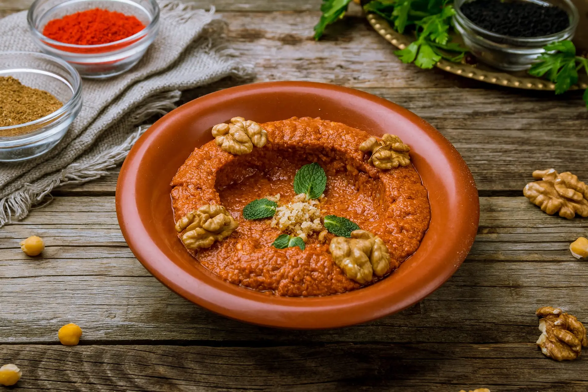 Muhammara, trempette (dip) traditionnelle libanaise aux poivrons rouges