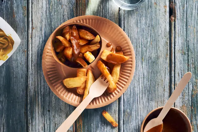 Poutine sauce brune aux champignons