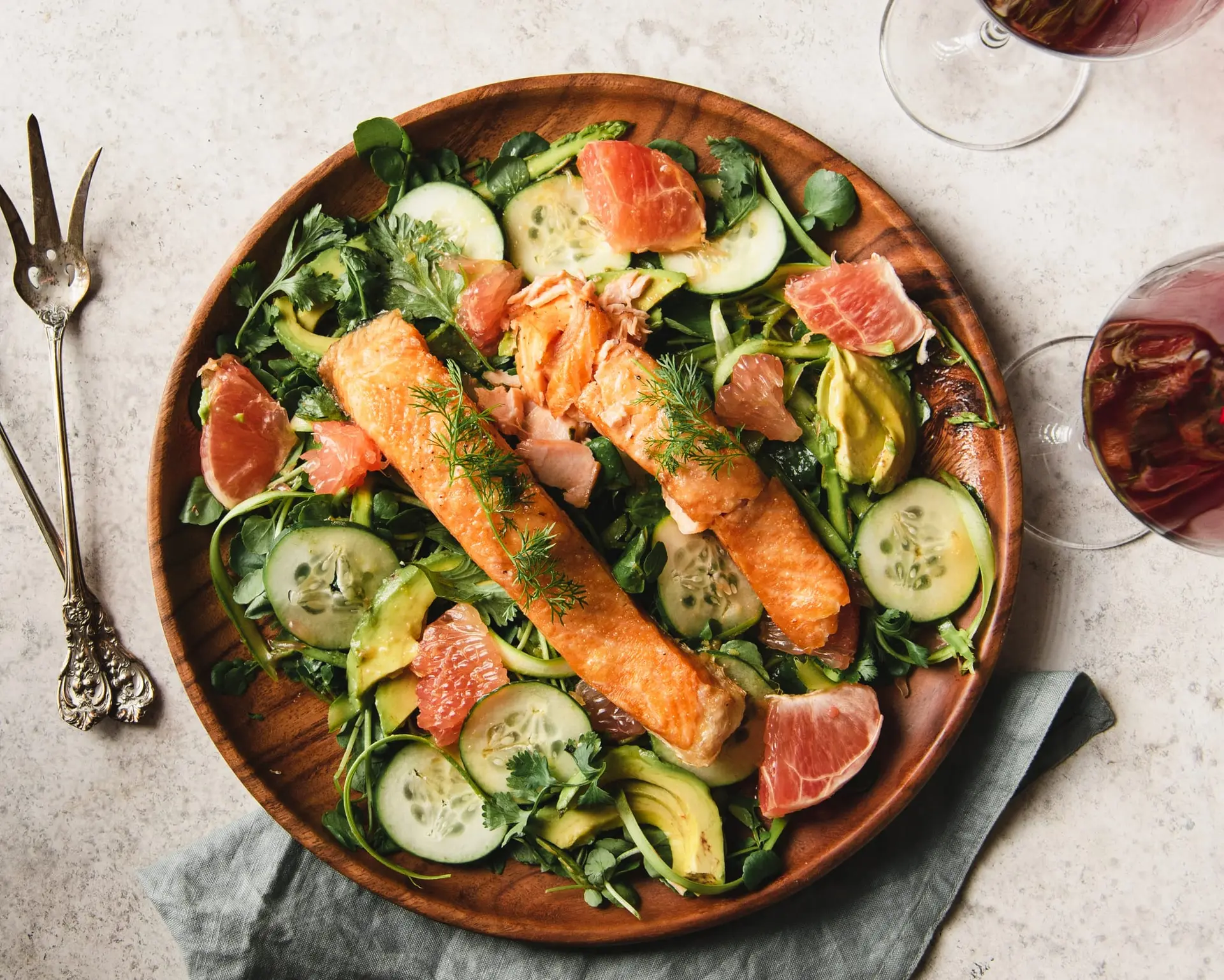 Salade de cresson au concombre et cresson