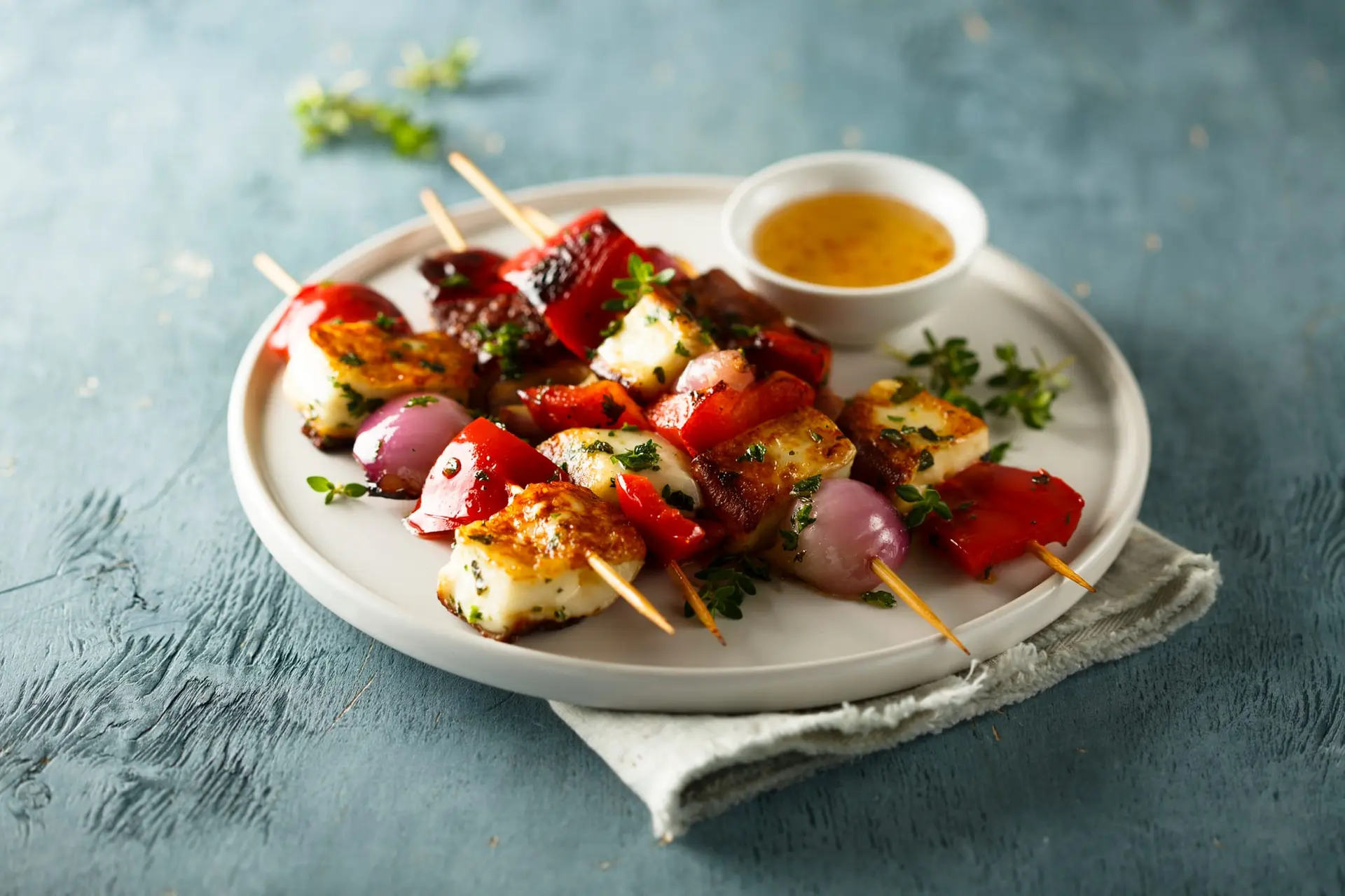 Brochette de légumes et tofu mariné