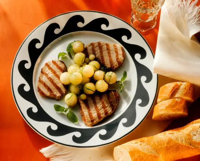 Thon grillé au melon