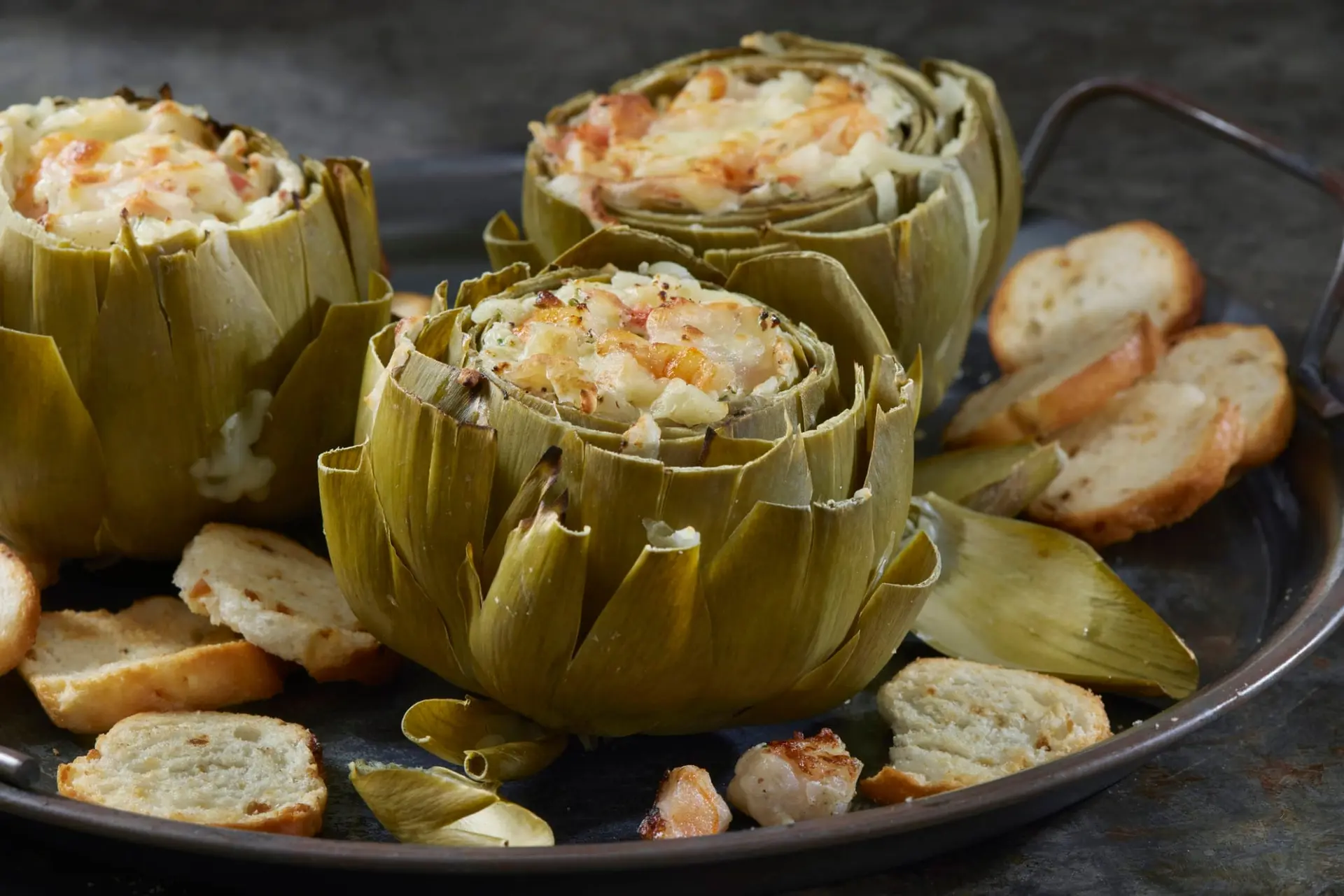 Artichauts à la crème farcis aux crevettes