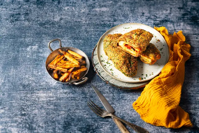 Cordon bleu au chorizo et fromage de brebis, panure aux herbes
