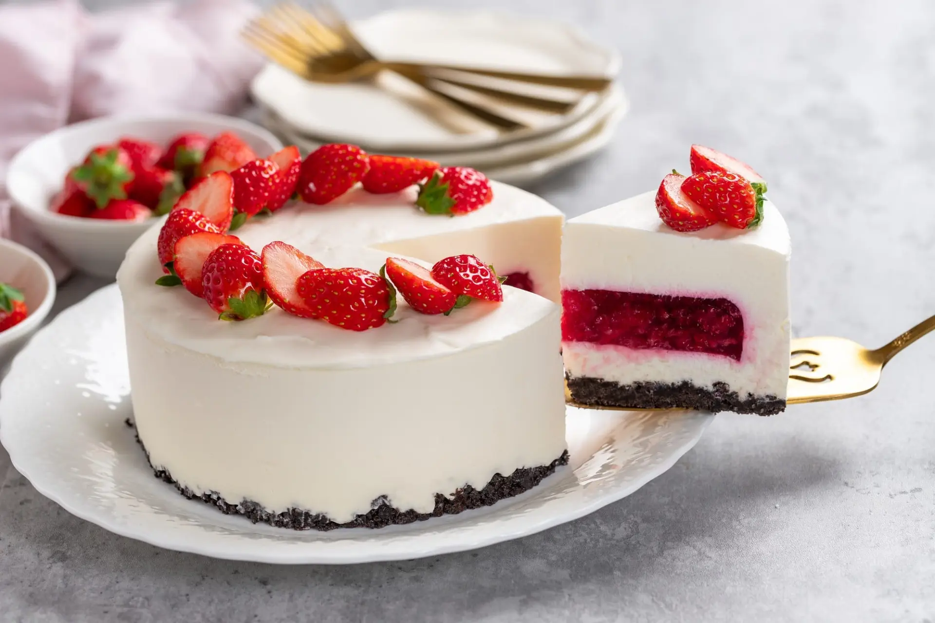 Gâteau au fromage aux fraises