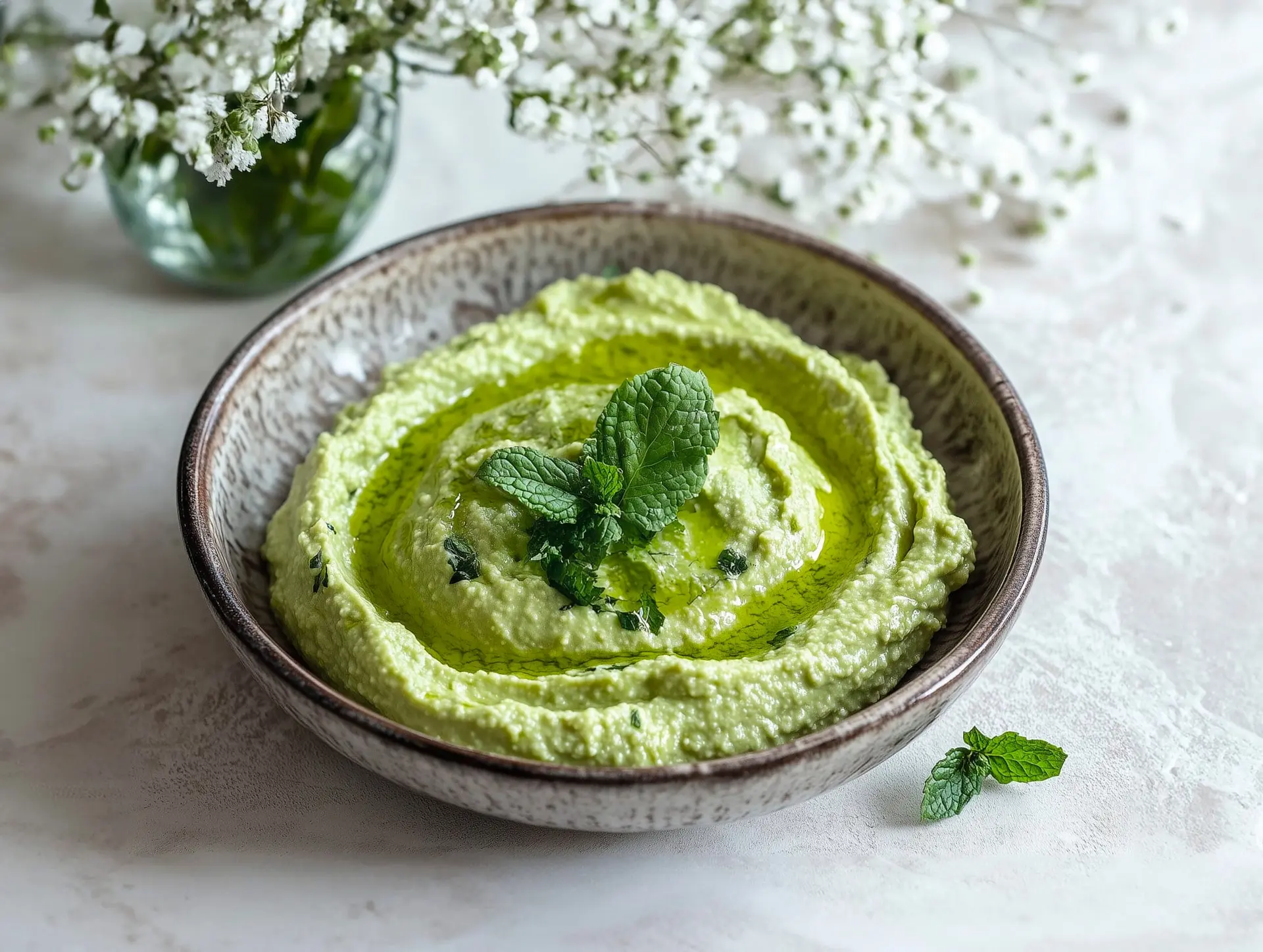 Houmous d'asperges vertes à la menthe