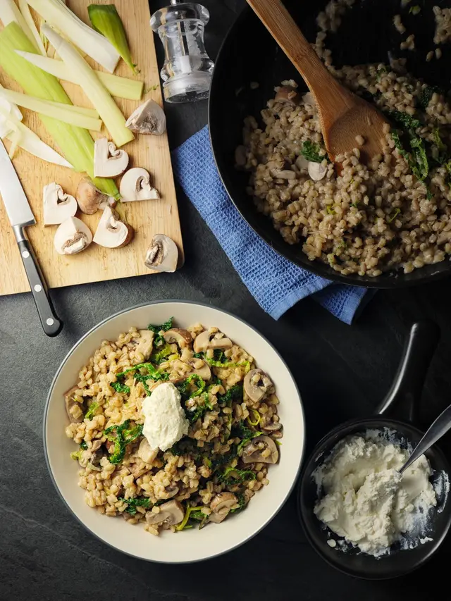 Risotto d'orge perlé aux champignons