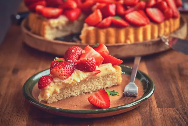 Tarte aux fraises avec crème à la vanille