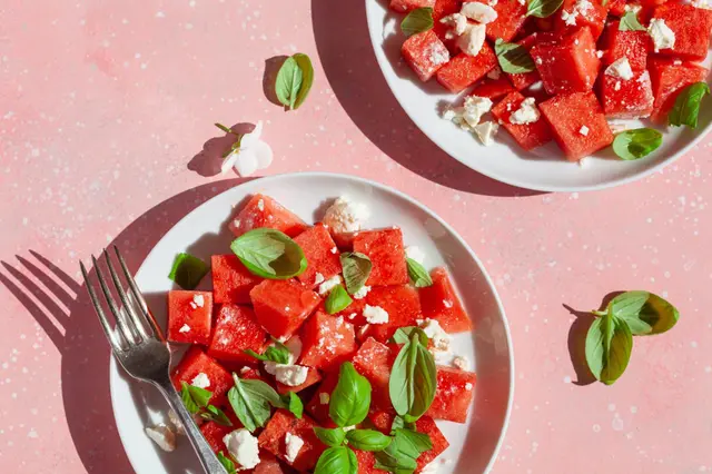 Recette salade de pastèque au fromage feta et basilic