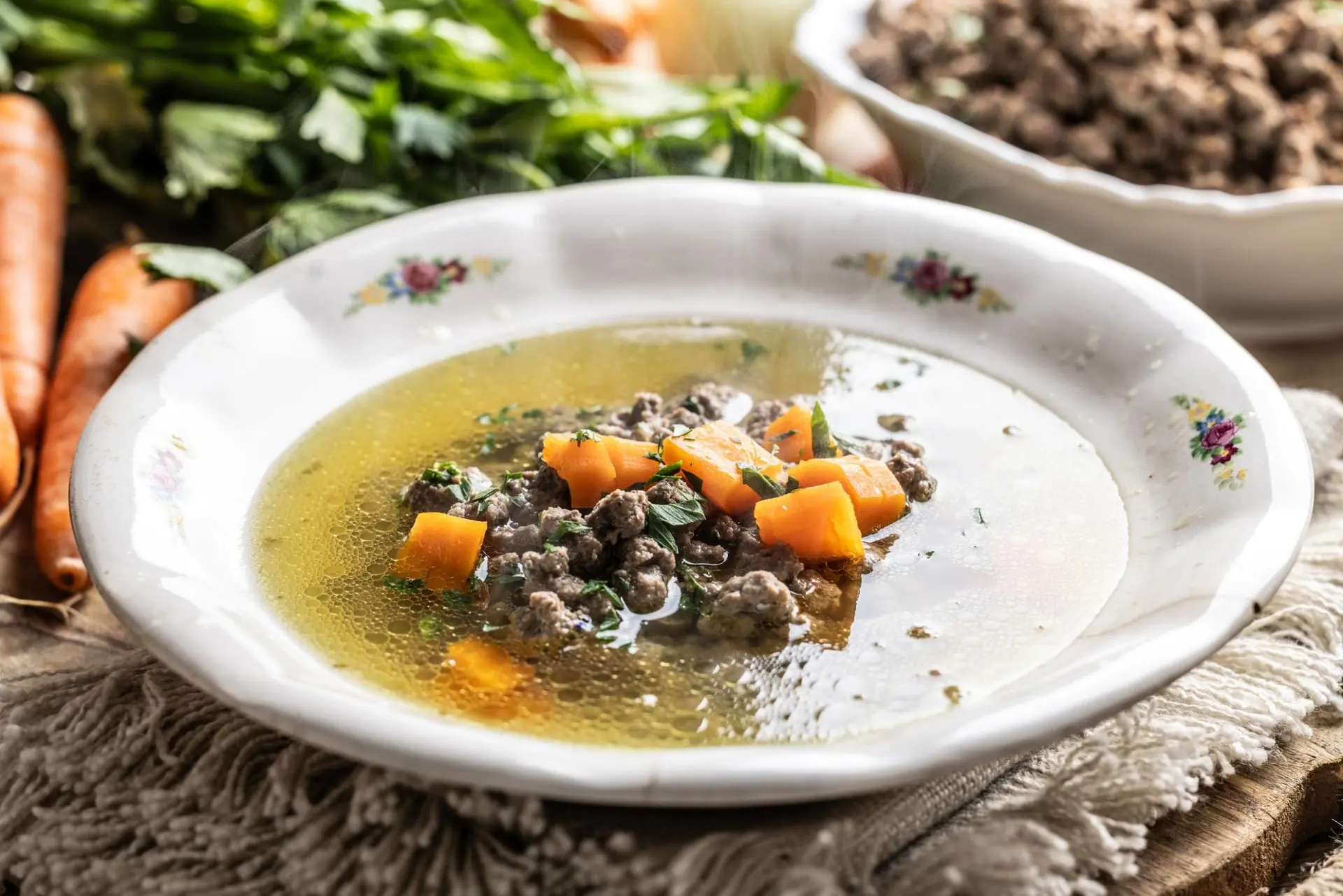 Bouillon de gnocchis de foie de bœuf