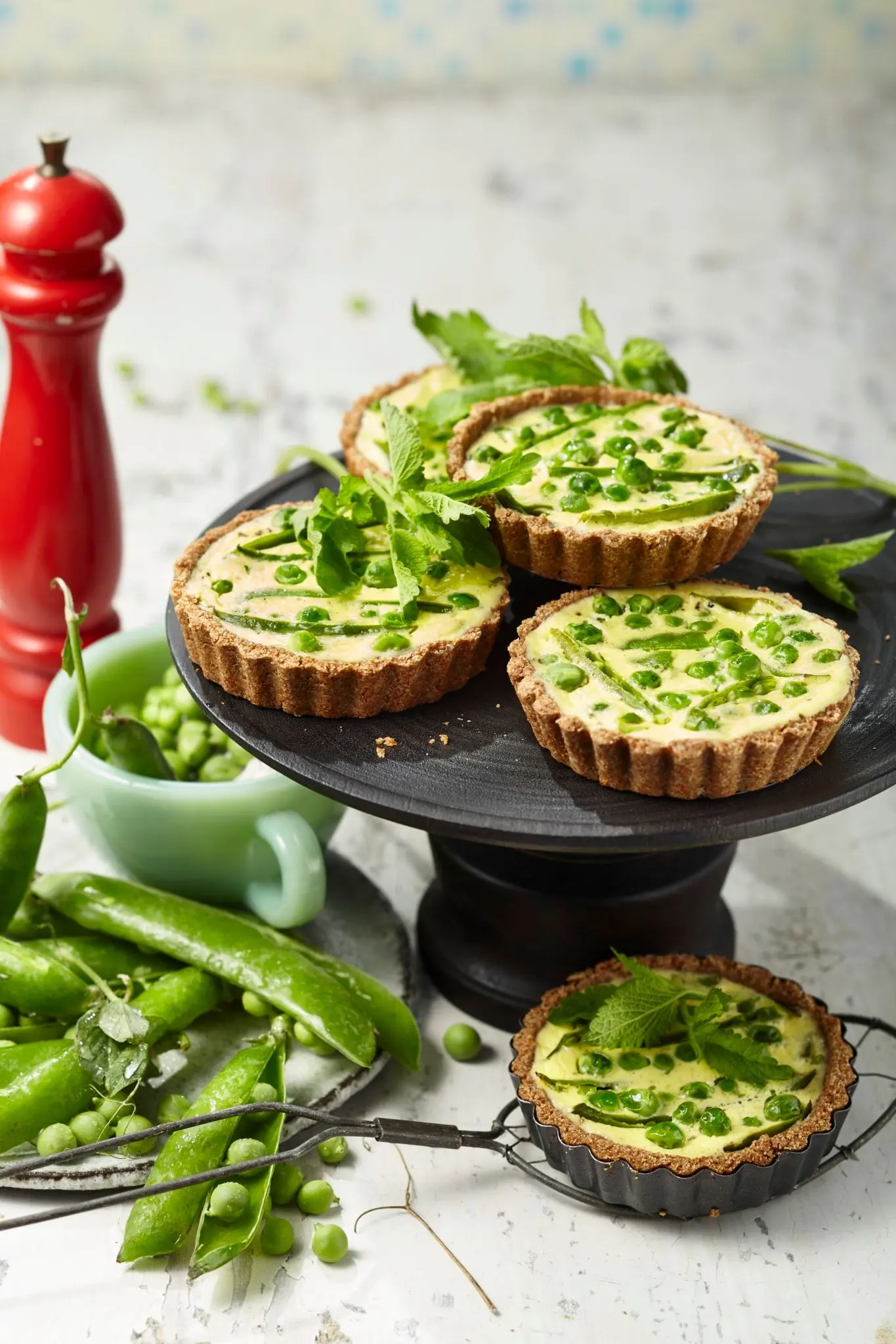 Tartelettes aux petits pois sans gluten et fromage de chèvre frais