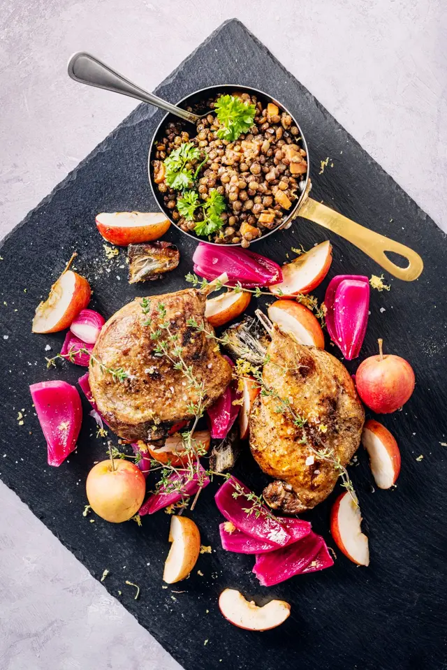 Recette confit de canard aux lentilles