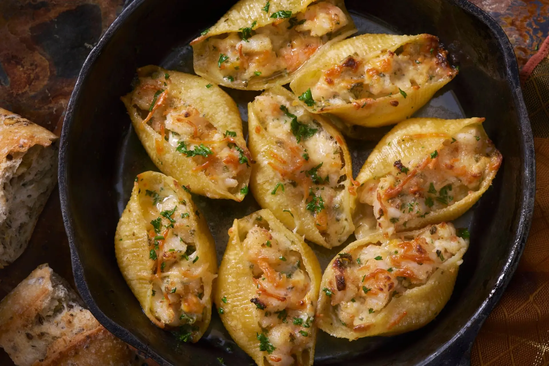 Conchiglioni aux langoustines et crevettes