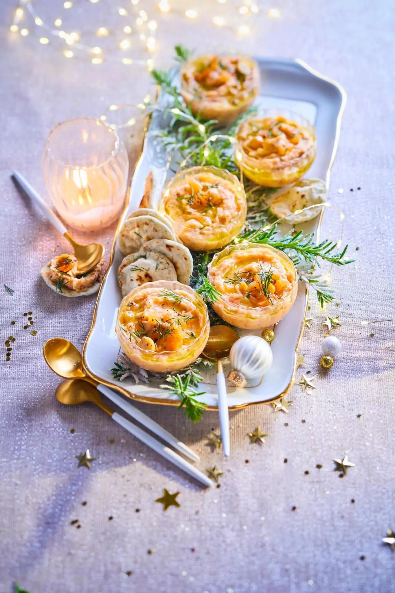 Verrines de houmous au saumon