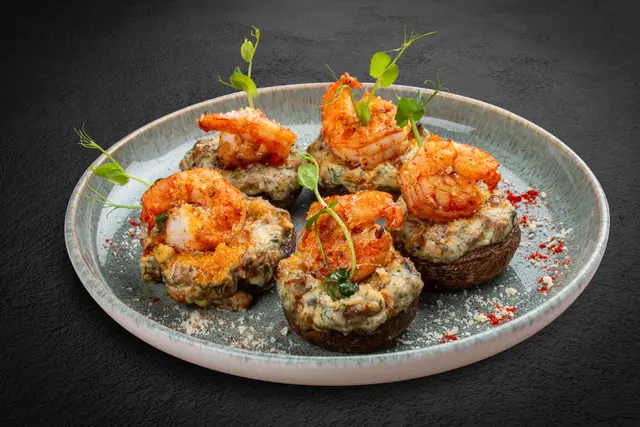 Champignons farcis aux crevettes