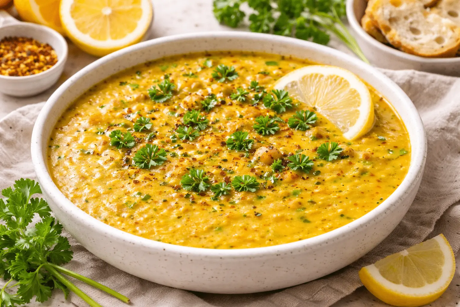 Soupe crémeuse de pois chiches et carottes jaunes