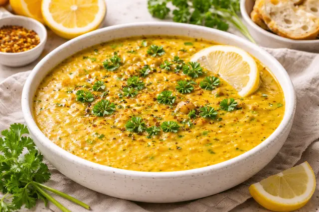 Soupe crémeuse de pois chiches et carottes jaunes