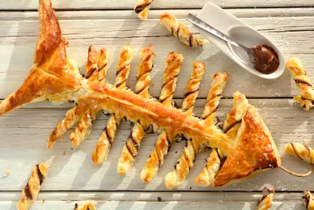 Poisson feuilleté au nutella, arêtes en torsades