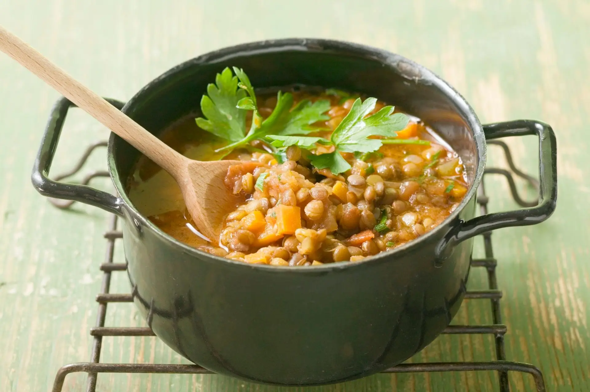 Ragoût de lentilles aux carottes et au persil