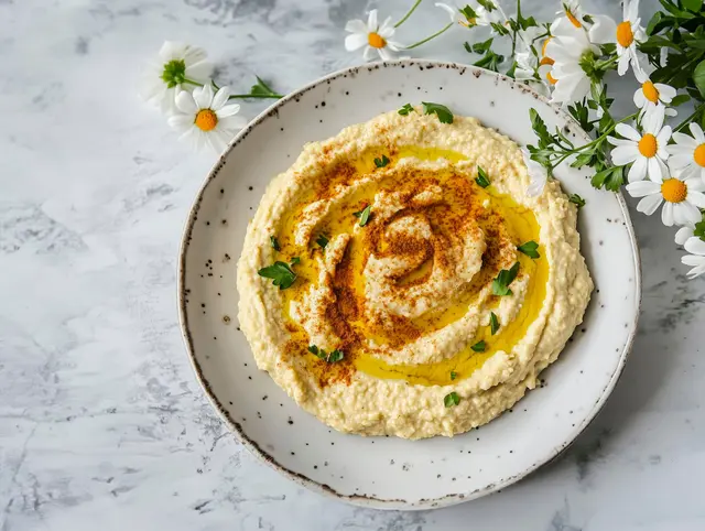 Houmous de lentilles jaunes au curry et huile d’olive