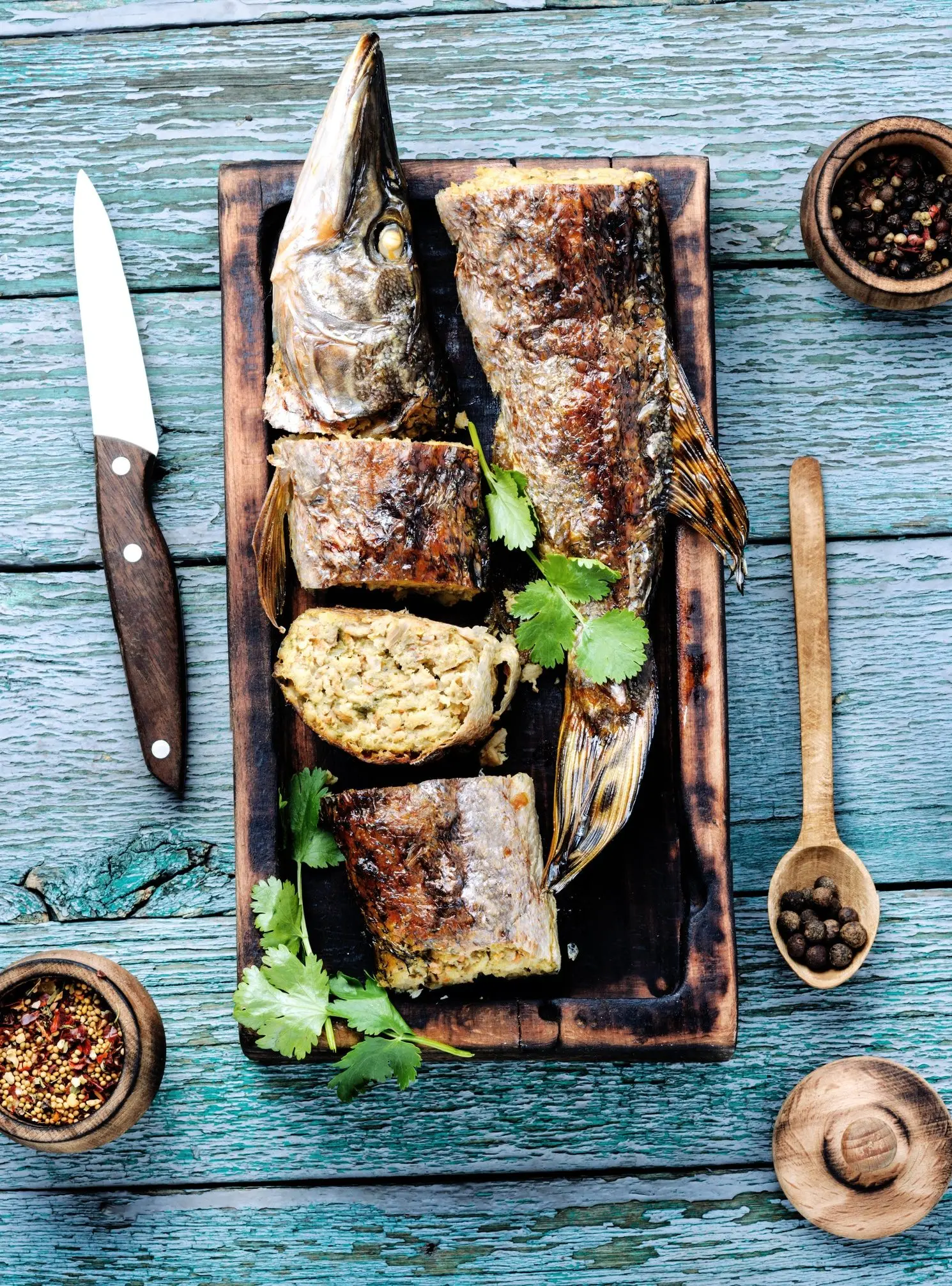 Brochet farci aux légumes