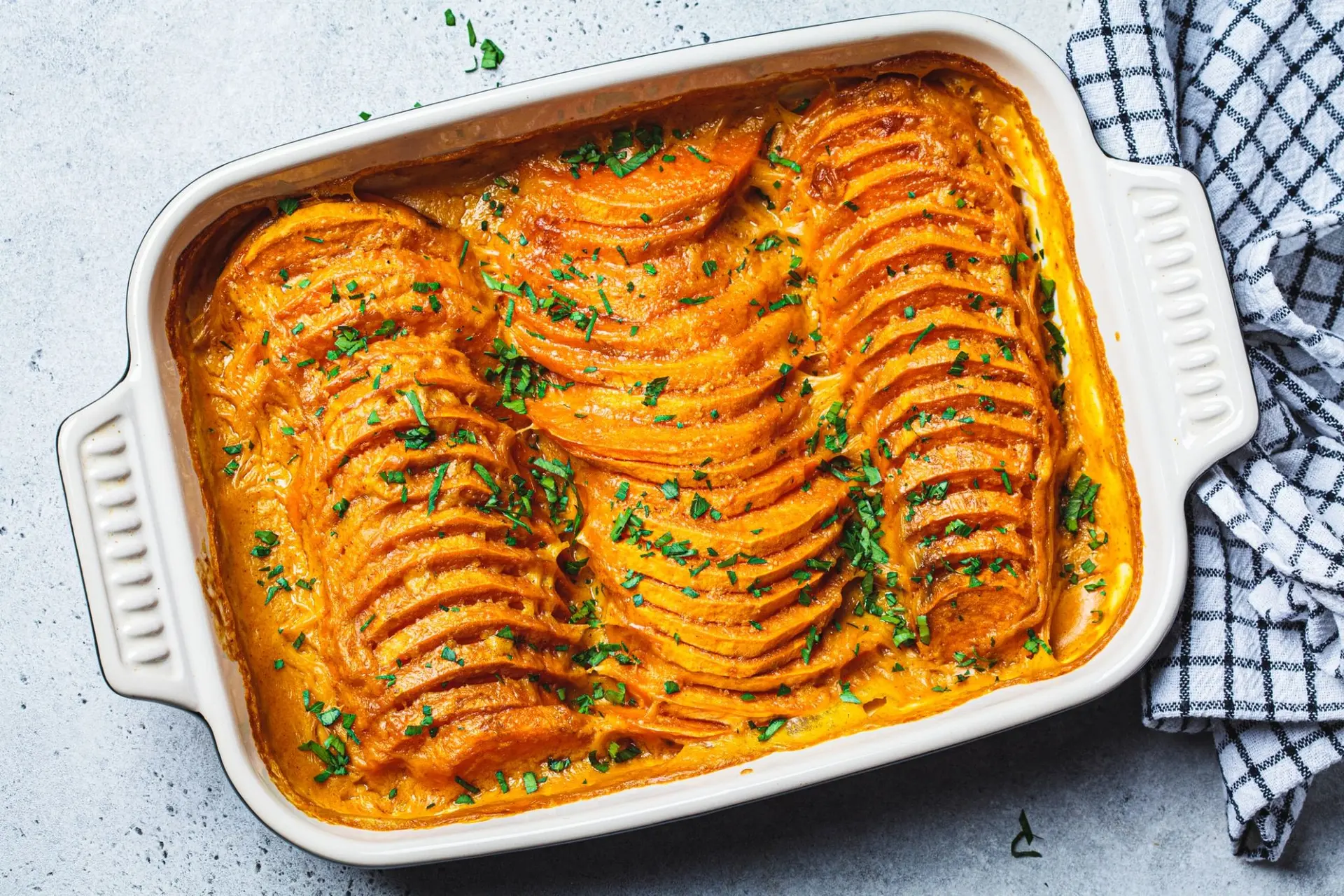 Gratin de patates douces au persil