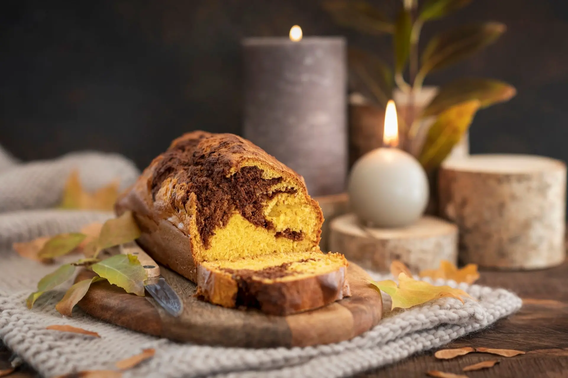 Cake marbré au potiron et au chocolat