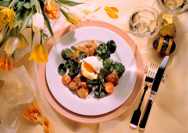 Ris de veau avec œuf poché