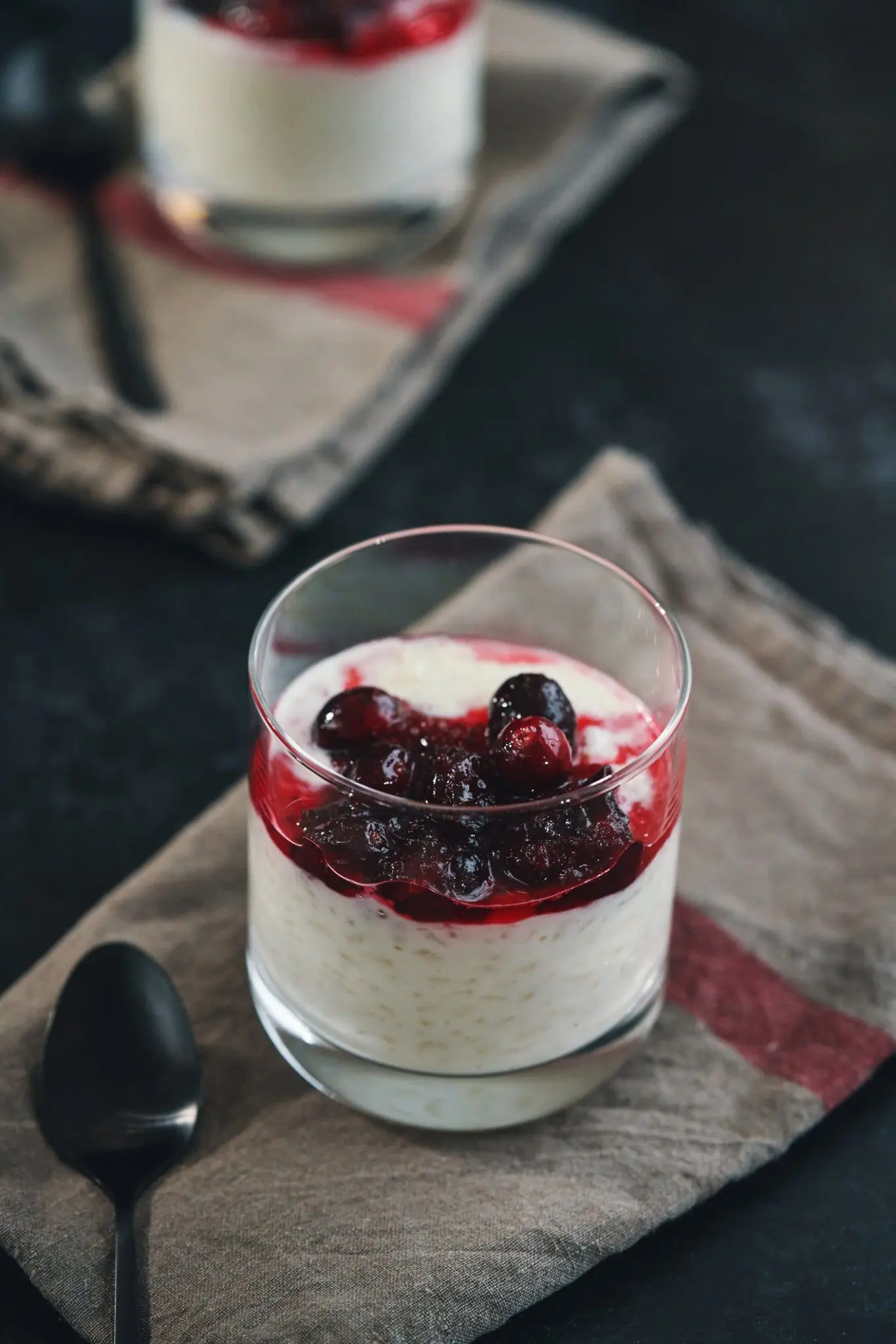 Riz au lait à la scandinave, compotée de canneberges