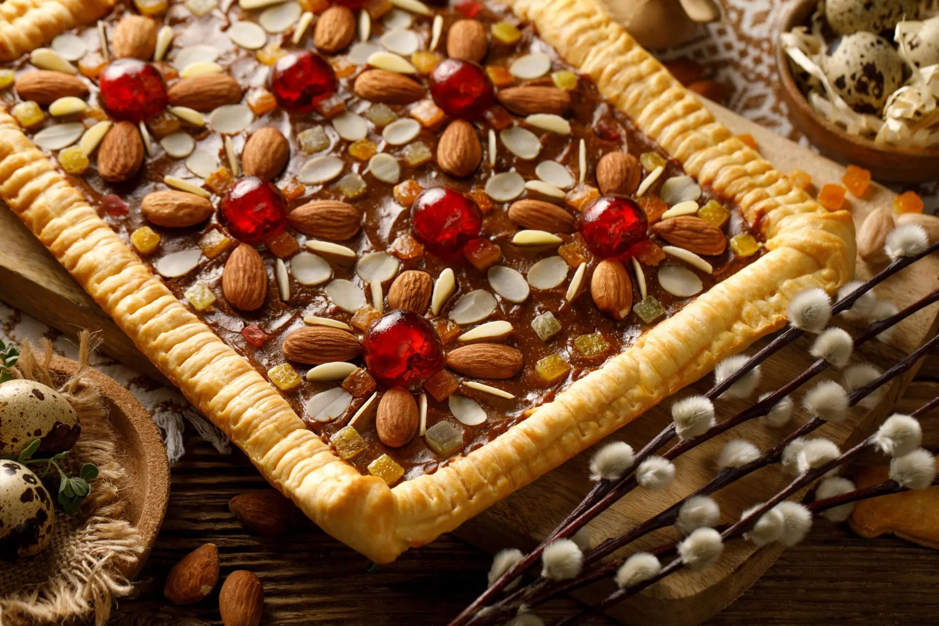 Mazurek, gâteau de Pâques polonais traditionnel aux fruits secs