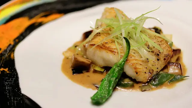 Recette cabillaud poêlé aux champignons et sauce beurre blanc au soja
