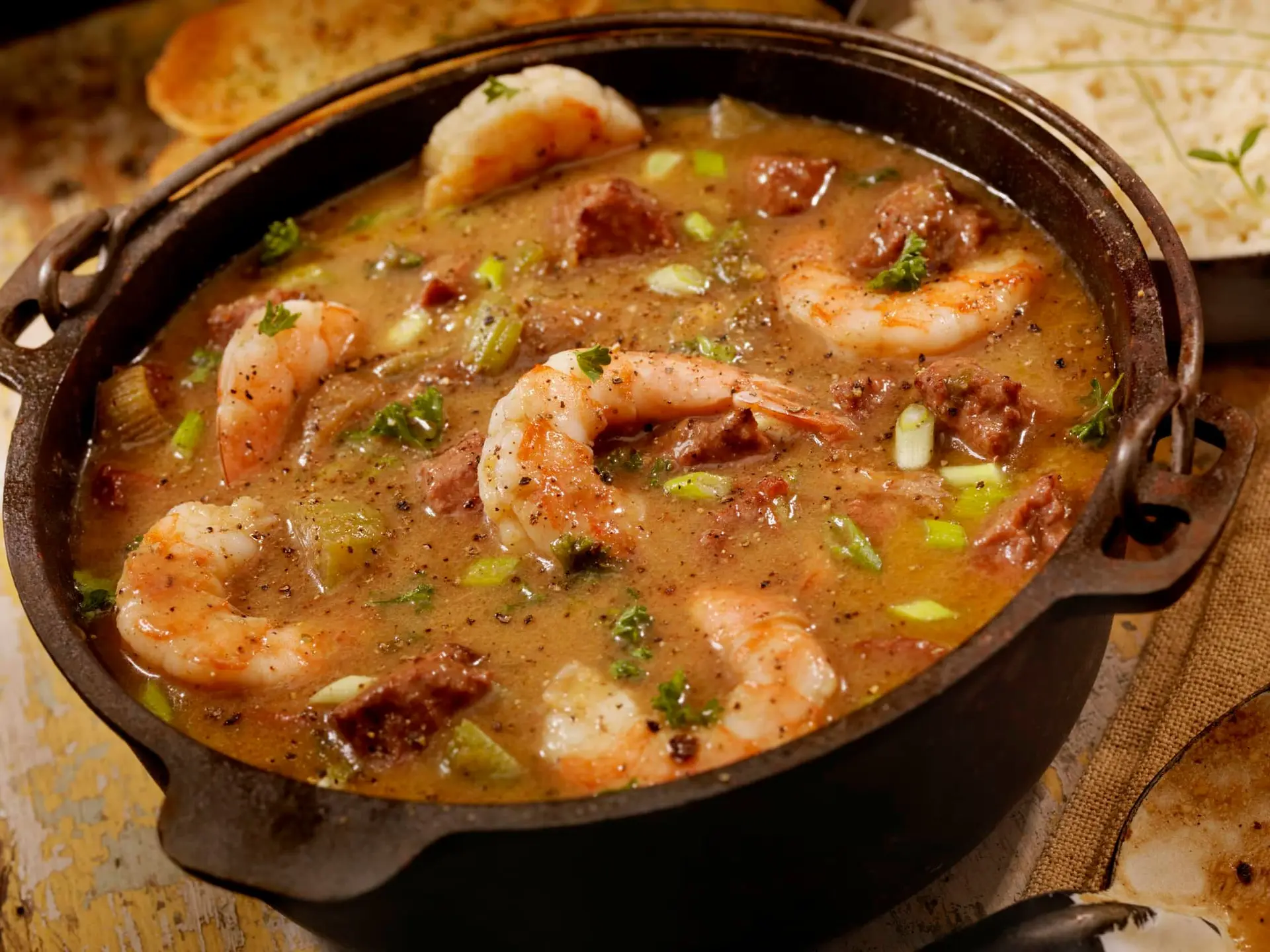 Gombo aux crevettes et saucisses