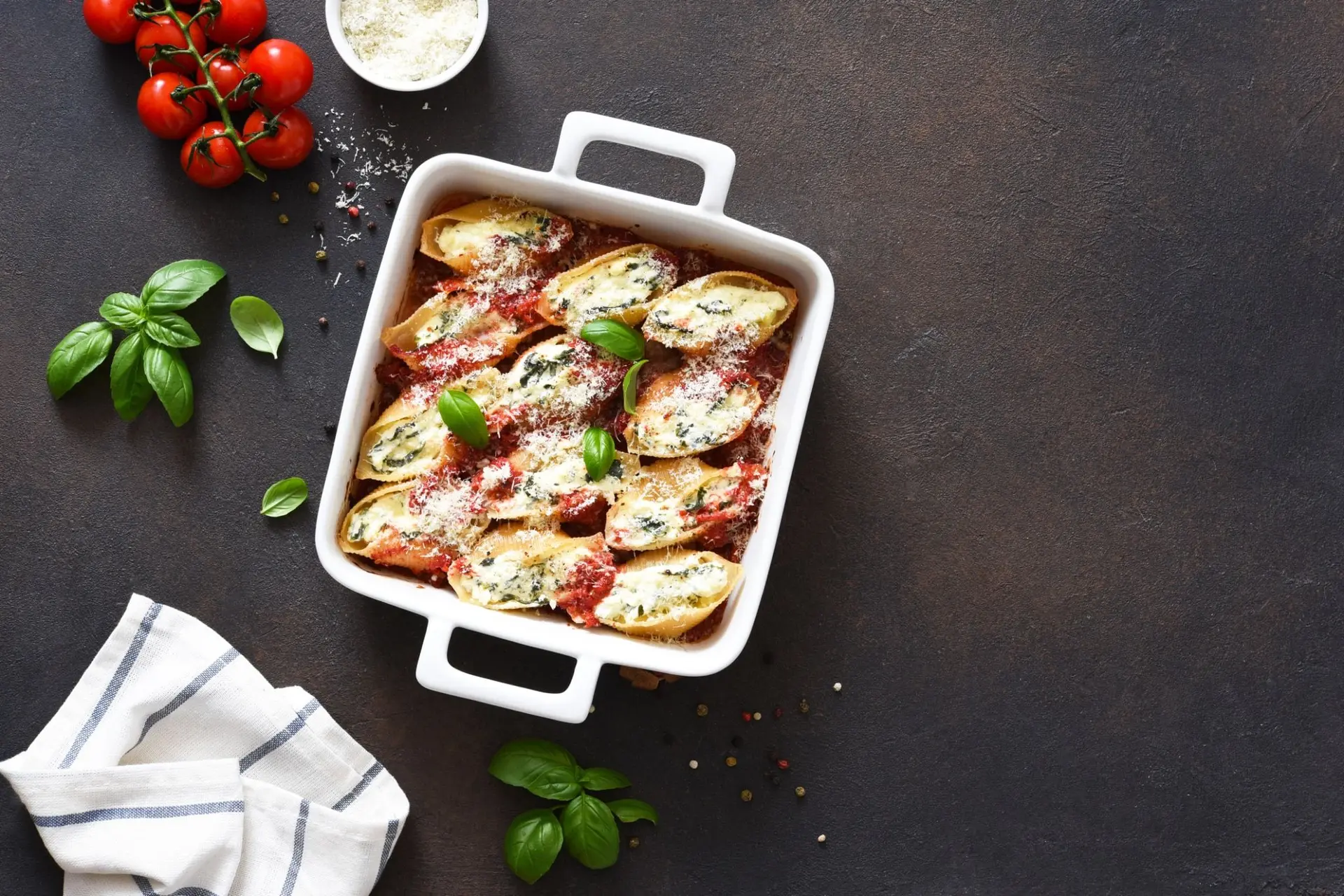 Conchiglioni ricotta épinards