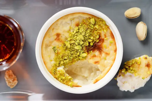 Riz au lait gratiné aux pistaches