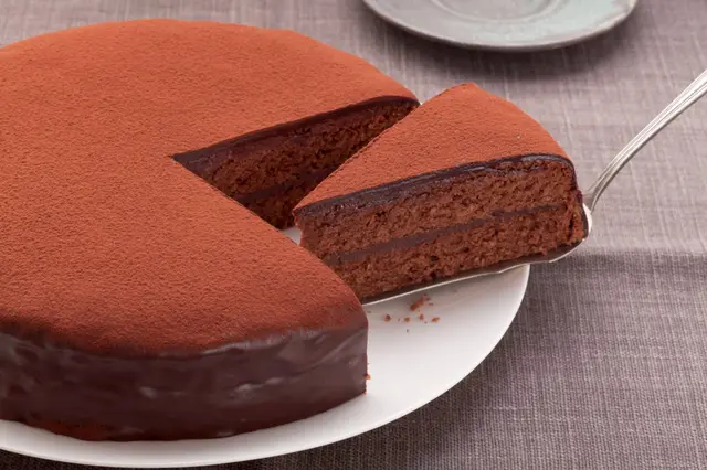 Gâteau au chocolat saupoudré de cacao