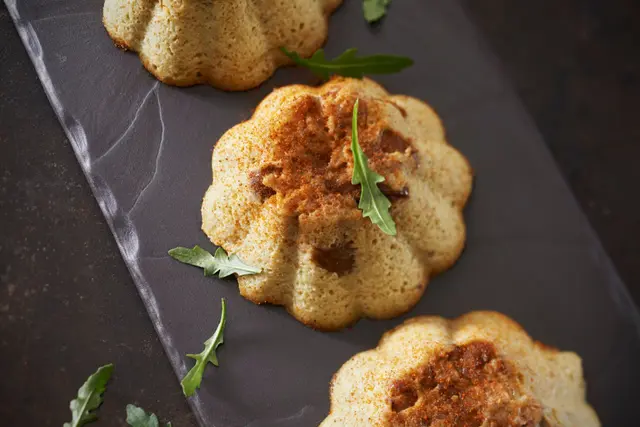 Flans de pâtisson et châtaignes, parfumés au paprika
