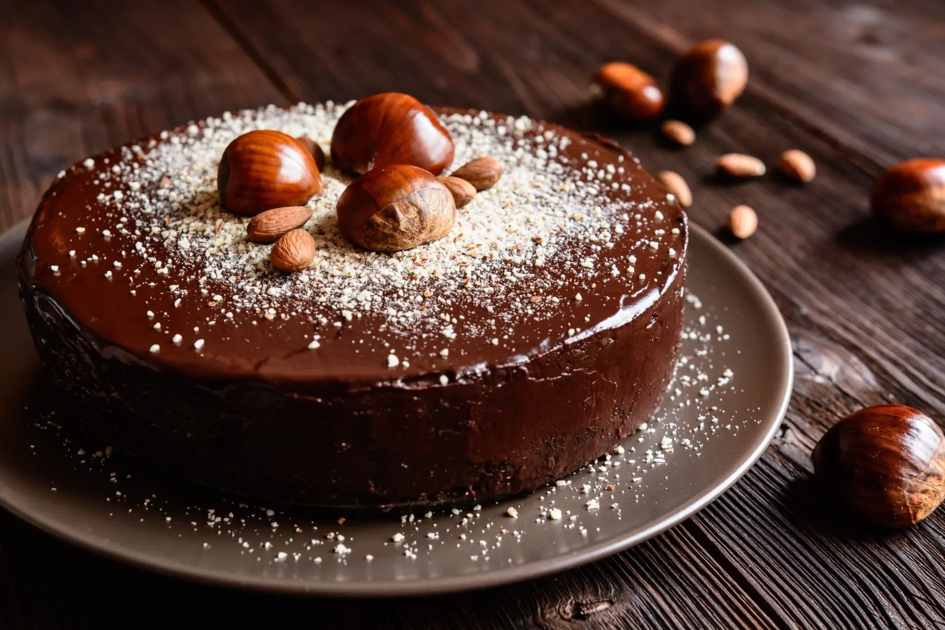 Gâteau aux châtaignes, aux amandes et au chocolat