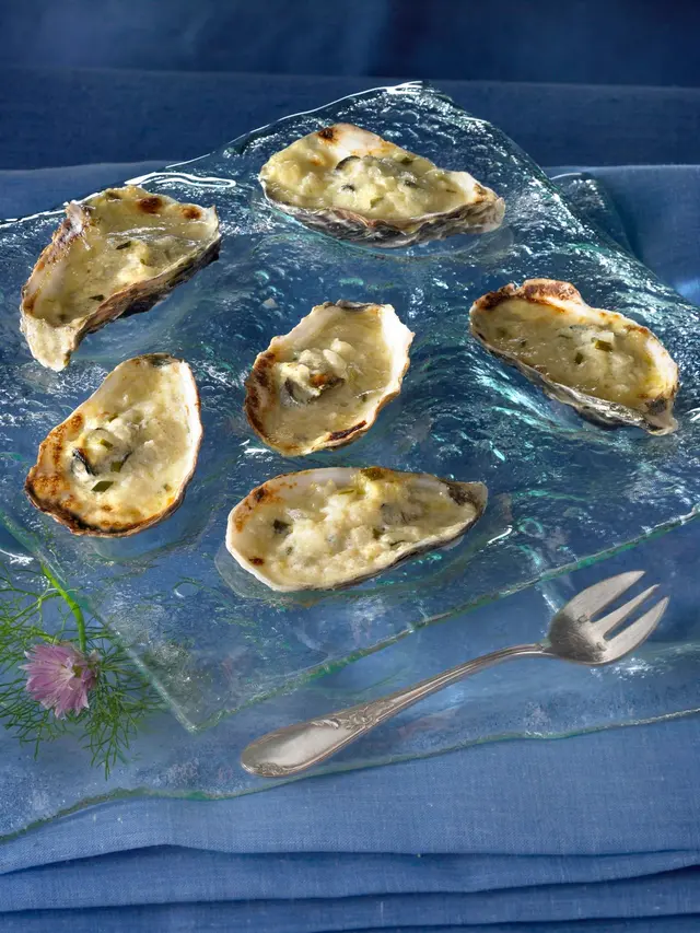 Huîtres gratinées au champagne et à l’échalote