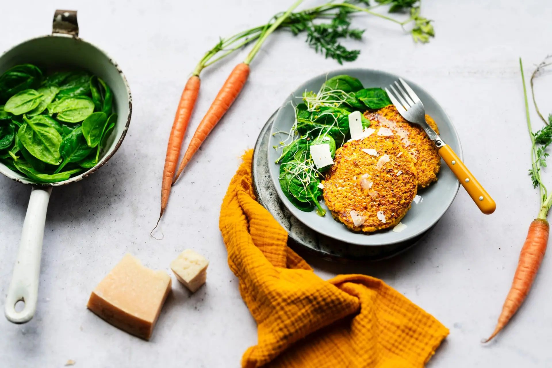 Galette de quinoa à la carotte et à la patate douce