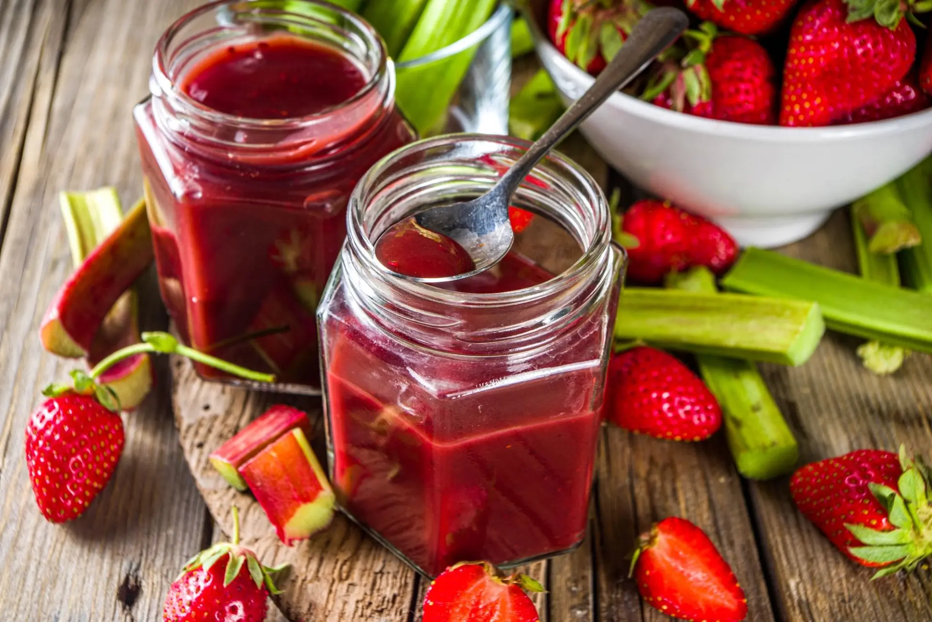 Confiture de rhubarbe et fraises