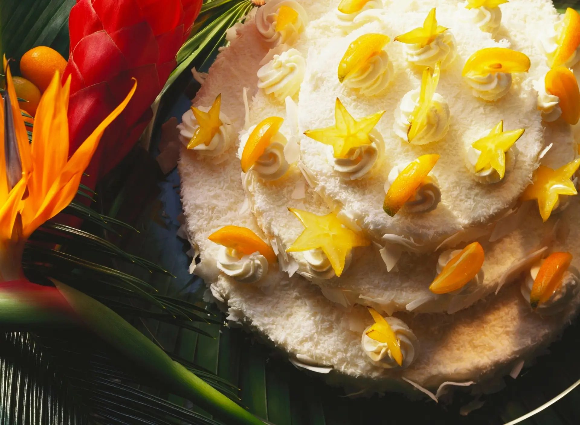 Gâteau Paradis à la noix de coco et fruits exotiques