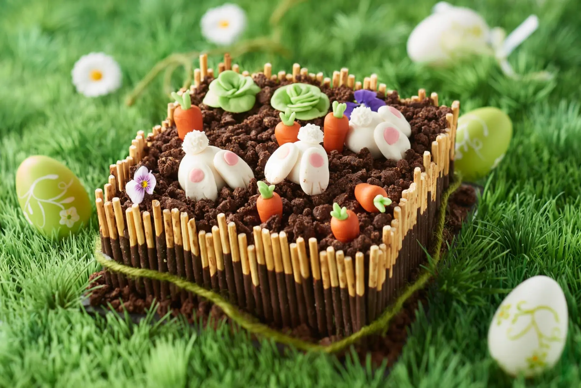 Gâteau de Pâques en forme de jardin