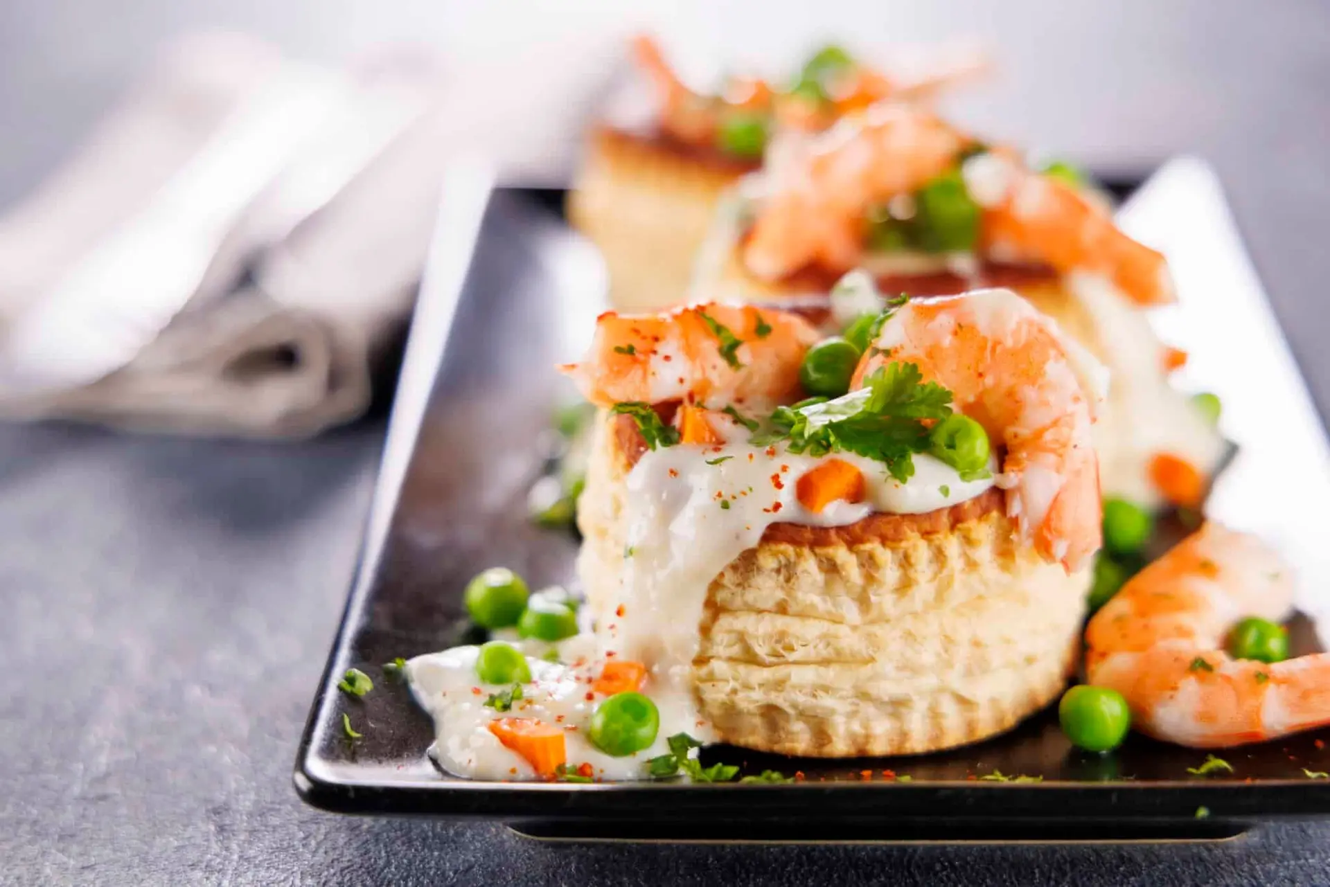 Recette feuilleté à la crevette et petits légumes