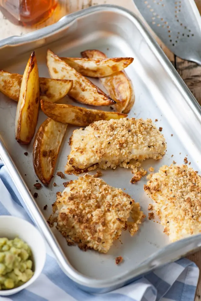 Fish and chips au four