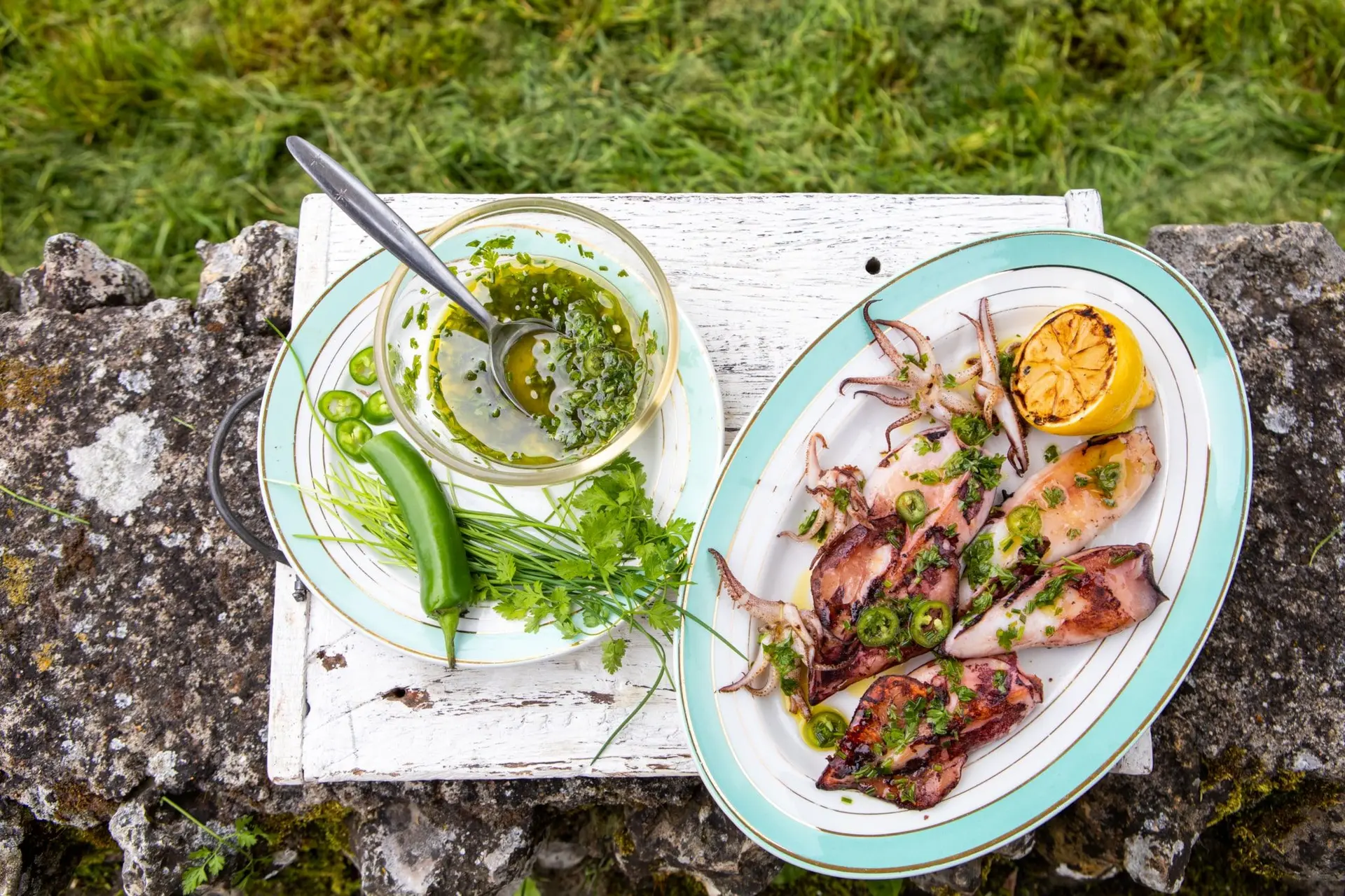 Marinade salsa verde pour calamars grillés