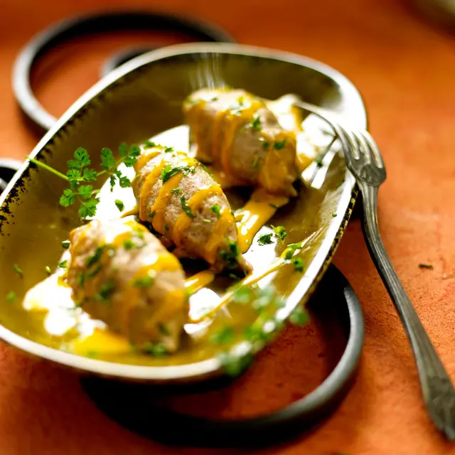 Quenelles de pieds-de-mouton, sauce à la mangue